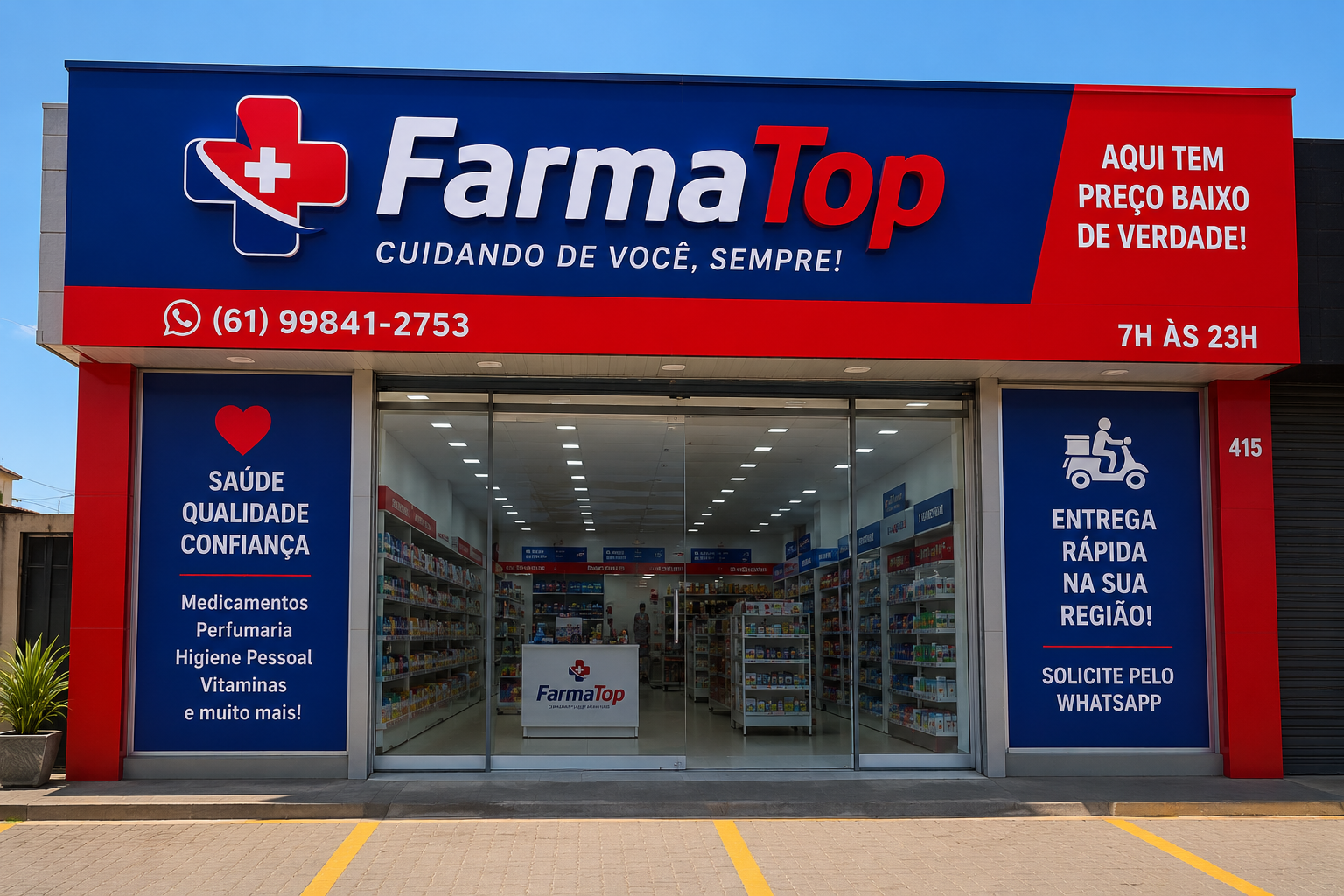 Corredor com ampla variedade de produtos de saúde e bem-estar
